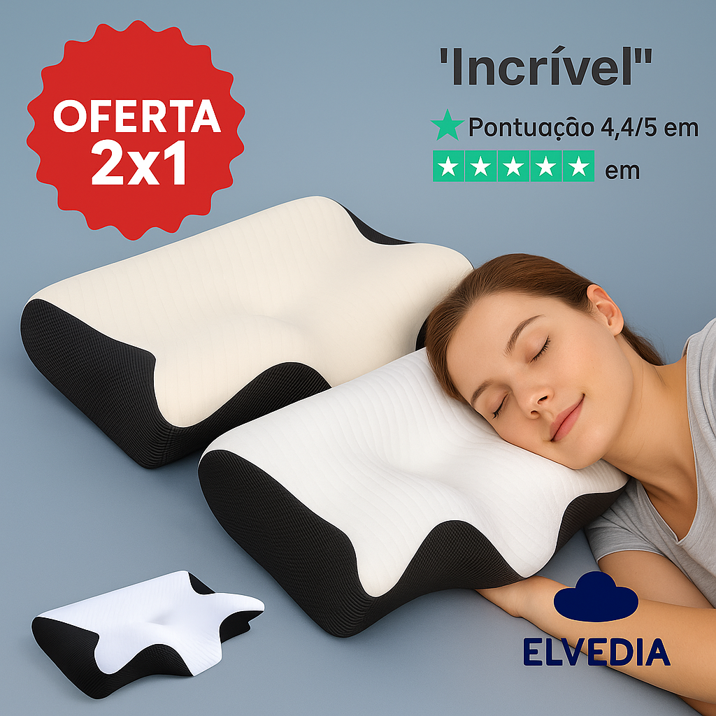ELVEDIA Comfort+™ Travesseiro Ortopédico Premium – OFERTA 2x1